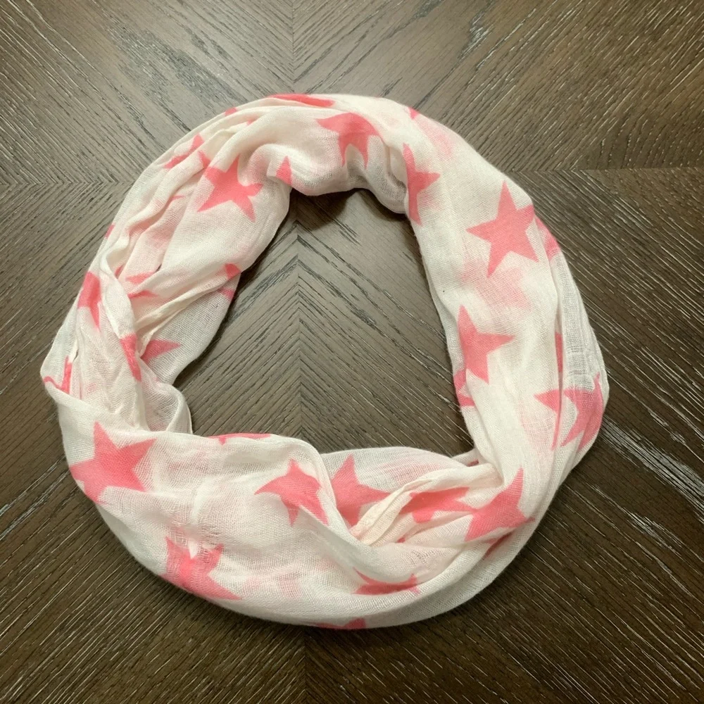 Cream with pink stars infinity scarf